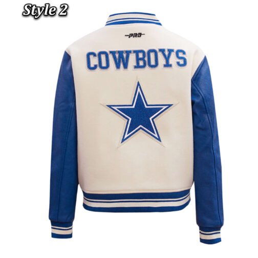 Dallas Cowboys Retro Classic Varsity Cream Jacket - Image 4