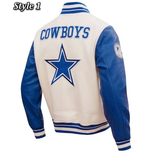Dallas Cowboys Retro Classic Varsity Cream Jacket - Image 3
