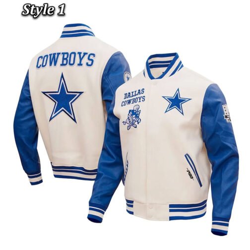 Dallas Cowboys Retro Classic Varsity Cream Jacket - Image 7