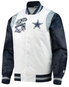 White/Navy Retro The All-american Dallas Cowboys Satin Jacket