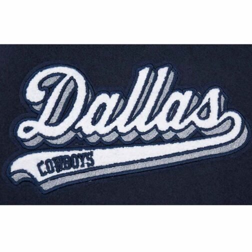 Dallas Cowboys Script Tail Classic Rib Varsity Jacket - Image 8
