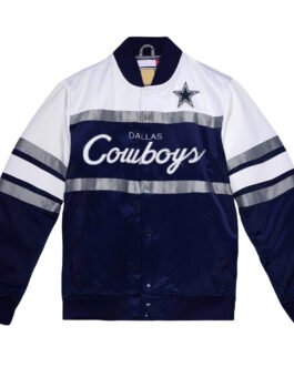 Navy/White Special Script Dallas Cowboys Satin Jacket