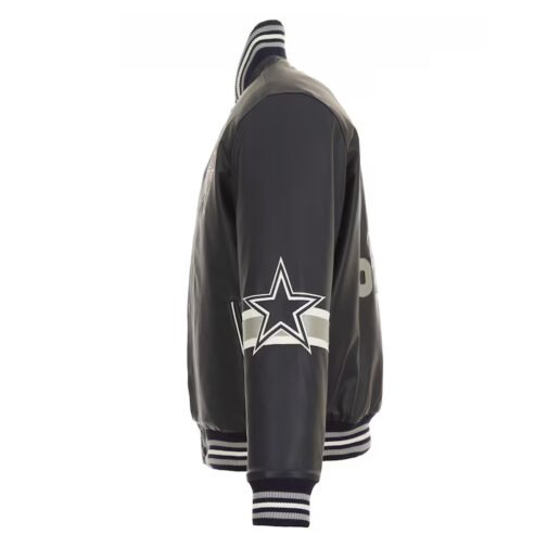 Dallas Cowboys Striped Varsity Leather Jacket - Image 7