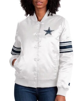 White The Line Up Dallas Cowboys Satin Jacket