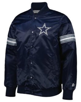 The Pick and Roll Dallas Cowboys Navy Blue Satin Jacket
