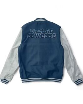 Varsity Dallas Cowboys Gray and Blue Wool/Leather Jacket