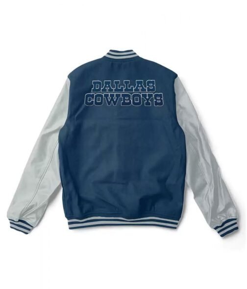 Varsity Dallas Cowboys Gray and Blue Wool/Leather Jacket - Image 2