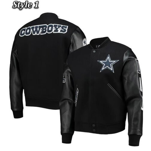 Dallas Cowboys Logo Black Letterman Jacket - Image 5