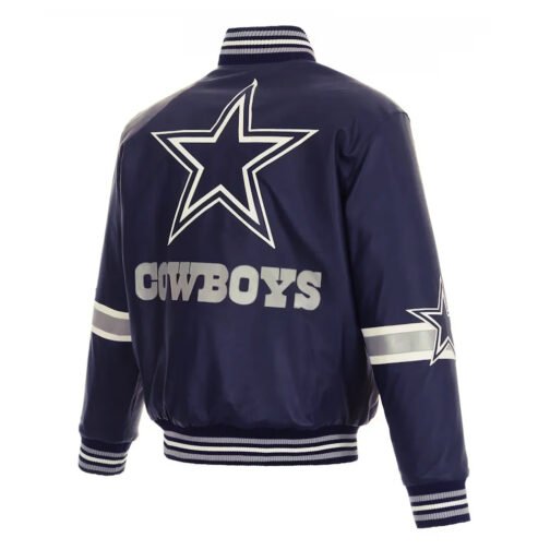 Dallas Cowboys Striped Varsity Leather Jacket - Image 4