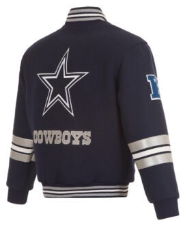 Dallas Cowboys Striped Navy Varsity Wool Jacket