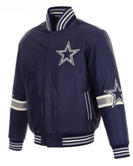 Dallas Cowboys Striped Varsity Leather Jacket