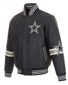 Dallas Cowboys Striped Varsity Leather Jacket