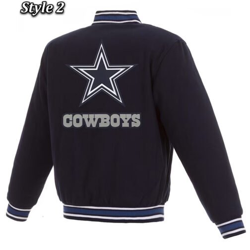 Varsity Dallas Cowboys Navy Blue Wool Jacket - Image 4