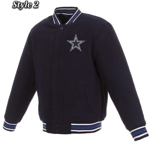 Varsity Dallas Cowboys Navy Blue Wool Jacket - Image 2