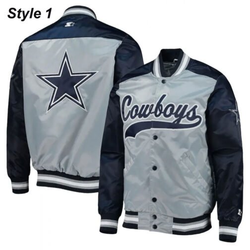 Dallas Cowboys The Tradition II Satin Blue and Grey Jacket - Image 7