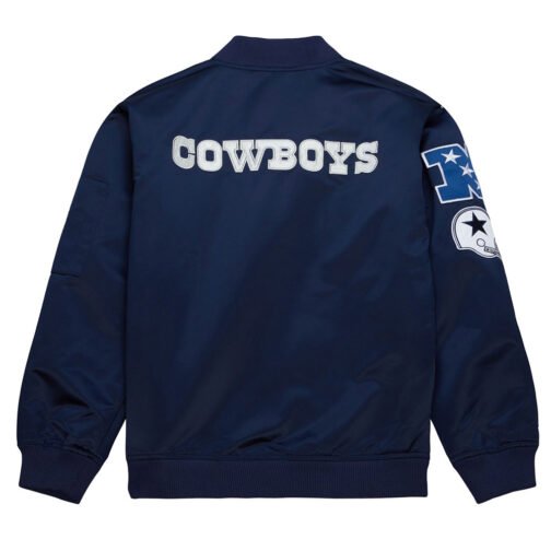 Dallas Cowboys Vintage Logo Navy Lightweight Satin Jacket - Image 2