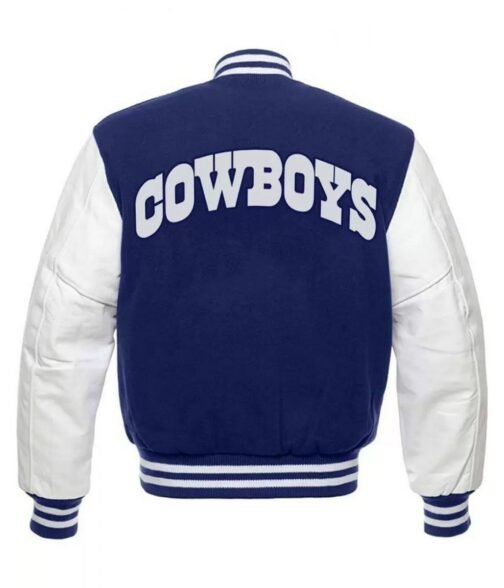 Dallas Cowboys Letterman White/Royal Blue Jacket - Image 2
