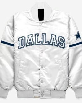 Dallas Cowboys White Bomber Satin Jacket
