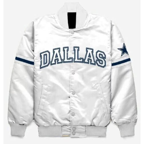 Dallas Cowboys White Bomber Satin Jacket