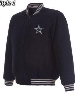 Varsity Dallas Cowboys Navy Blue Wool Jacket