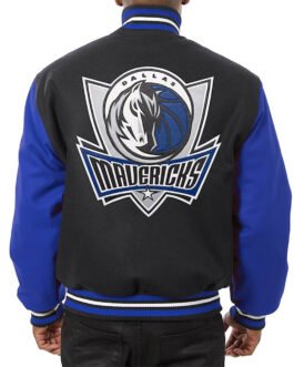 Dallas Mavericks Black and Blue Varsity Jacket