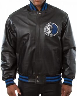 Varsity Dallas Mavericks Black Leather Jacket