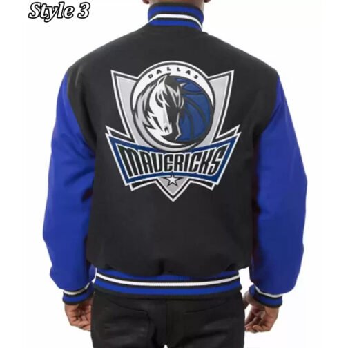 Varsity Dallas Mavericks NBA Blue and White Jacket - Image 6