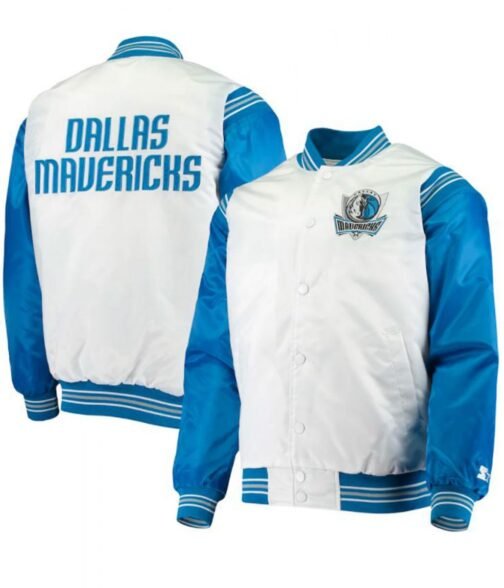 Dallas Mavericks Starter Blue and White Satin Jacket - Image 3