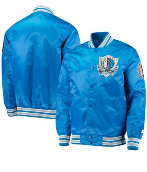 Starter Dallas Mavericks Blue Satin Jacket - Image 3