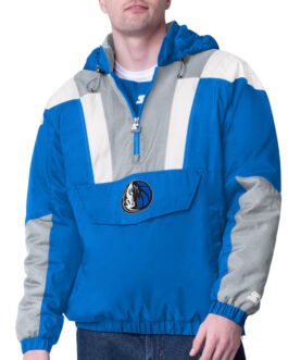 Royal/Silver Dallas Mavericks Charger Half-Zip Pullover Jacket