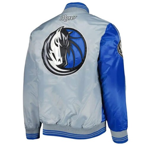 Dallas Mavericks Fast Break Royal and Gray Satin Jacket - Image 2