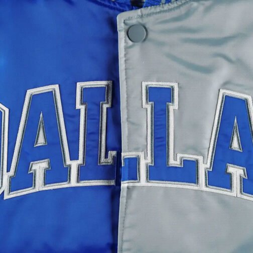 Dallas Mavericks Fast Break Royal and Gray Satin Jacket - Image 4