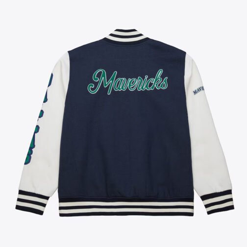 Dallas Mavericks Navy and White Fleece Varsity Jacket - Image 2