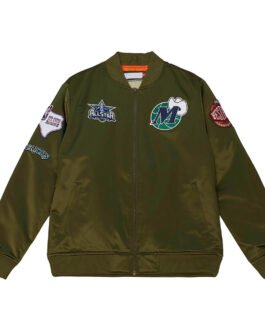Dallas Mavericks Flight Green Satin Jacket