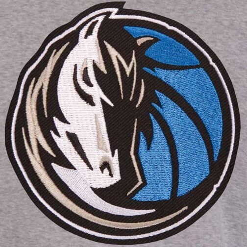 Dallas Mavericks Gray and Royal Varsity Wool Jacket - Image 3