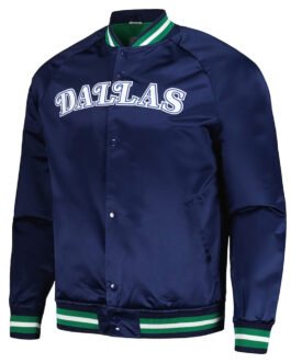 Hardwood Classics Dallas Mavericks Navy Blue Satin Jacket