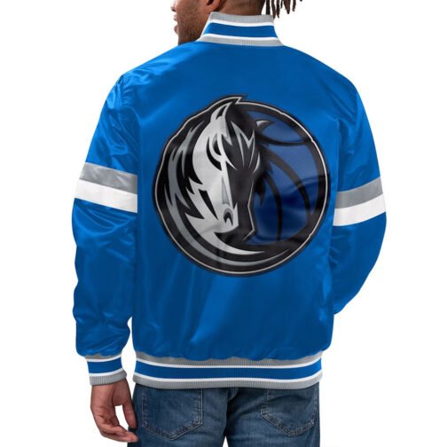 Dallas Mavericks Home Game Blue Satin Jacket - Image 2