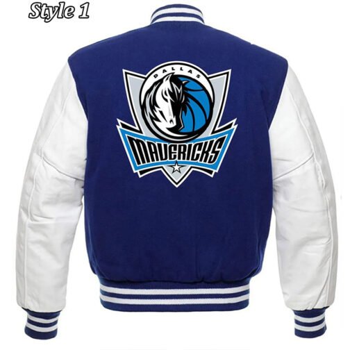Varsity Dallas Mavericks NBA Blue and White Jacket - Image 4