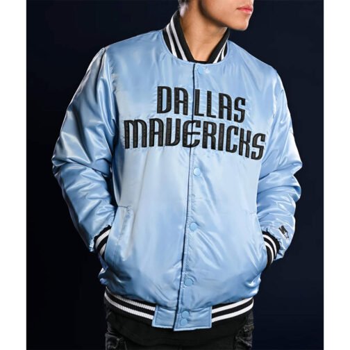 Dallas Mavericks Light Blue Satin Jacket - Image 3