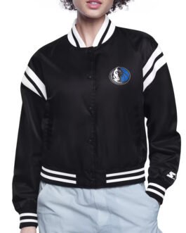 Dallas Mavericks Printed Logo Varsity Satin Jacket