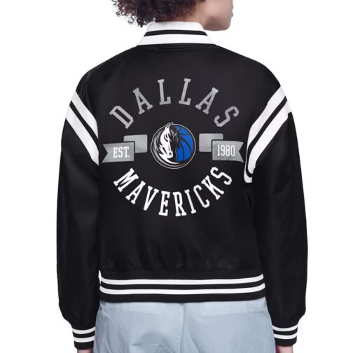 Dallas Mavericks Printed Logo Varsity Satin Jacket - Image 3