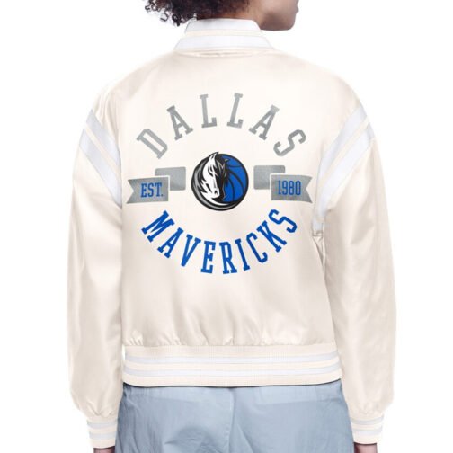 Dallas Mavericks Printed Logo Varsity Satin Jacket - Image 4