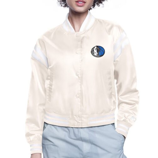 Dallas Mavericks Printed Logo Varsity Satin Jacket - Image 2