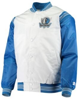 Dallas Mavericks Renegade Full-Snap White and Blue Satin Jacket