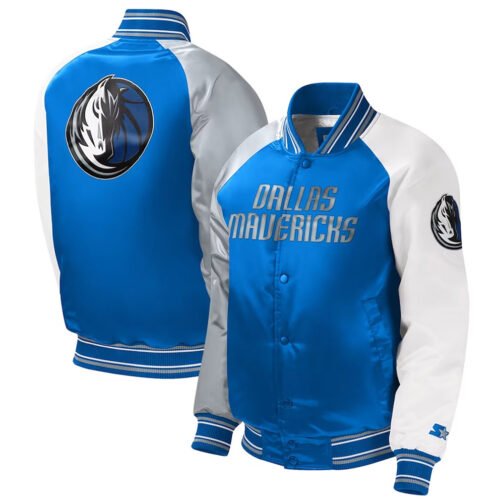 Dallas Mavericks Royal Youth Raglan Satin Jacket - Image 3