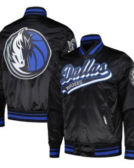 Dallas Mavericks Script Tail Black Satin Jacket