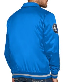 Dallas Mavericks Stitch Applique Blue Satin Jacket