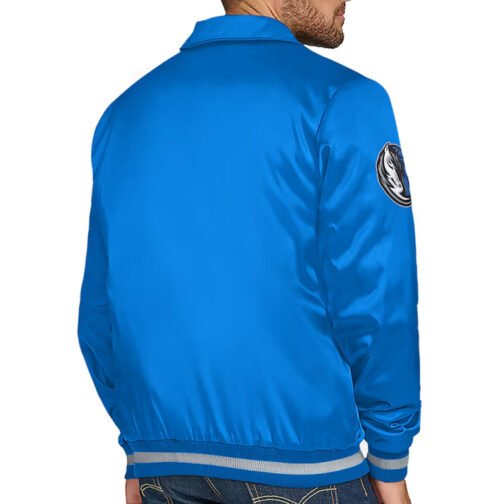 Dallas Mavericks Stitch Applique Blue Satin Jacket - Image 2