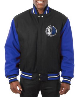 Dallas Mavericks Black and Blue Varsity Jacket