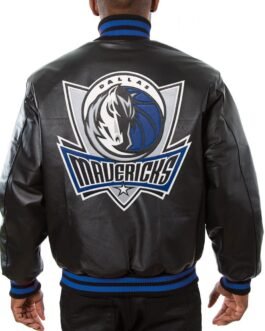 Varsity Dallas Mavericks Black Leather Jacket